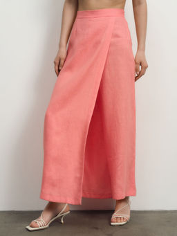 Юбка-брюки льняная 10990 коралловая