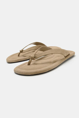 SANDALIA PLANA PIEL / Beige - Zara фото 3