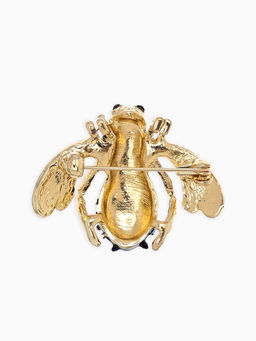 Брошь "Пчела в вишню", цветная в золоте