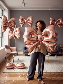 Воздушный шар фольгированный 50" "Бант" цвет розовое-золото