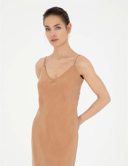 Kahverengi Slim Fit Y_rtma_l_ Dokuma Elbise - Pierre cardin фото 4