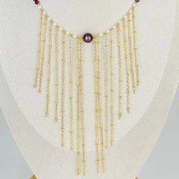 Колье из Граната, Жемчуга и Лепидолита 40 см +