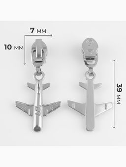 Цена за 2 шт. Бегунок для молнии «Спираль», №3, «Самолёт», 10 шт., цвет никель