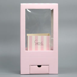 Коробка подарочная для цветов с вазой из МГК складная, упаковка, «Для тебя», 16×23×16 см