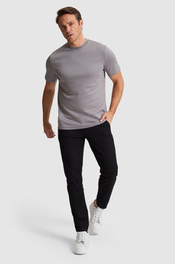 Erkek Gri Regular Fit Bisiklet Yaka Basic Ti__rt