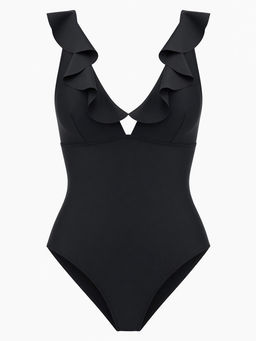 Купальник женский слитный с вырезом MINAKU, размер 42, чёрный