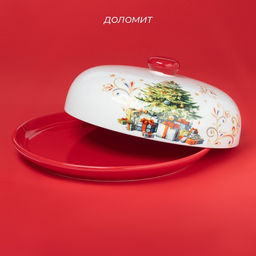 Блинница новогодняя Доляна Волшебное дерево, d=23 см, доломит, белая