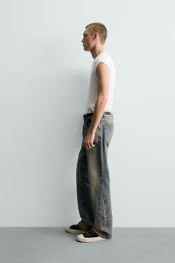 JEANS FLARE FIT LAVADO MANCHAS / Azul tinta - Zara фото 4