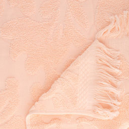 Полотенце махровое "Вензель" 90х180см, хлопок 100%, с бахромой, персиковый (Китай)