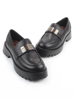 03-S77-48 BLACK Лоферы женские (натуральная кожа)