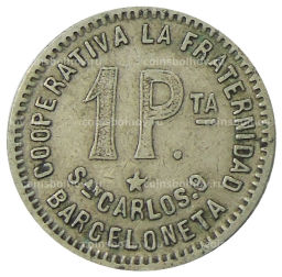 1 песета 1915 года Испания Барселона