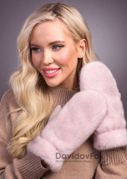 Варежки норка замша кизил