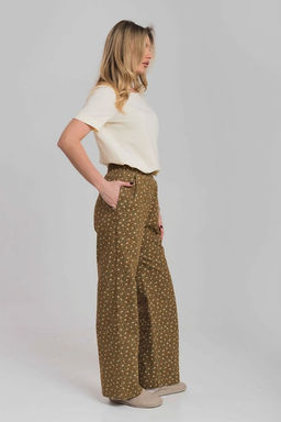 Брюки свободного кроя М325264кз коричневый/зеленый - Елена фото 3