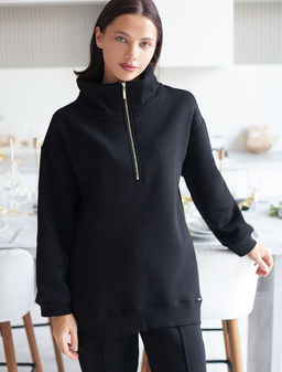 ЛИКВИДАЦИЯ / Джемпер с воротником стойкой на молнии из футера-трехнитки - Vilatte фото 7