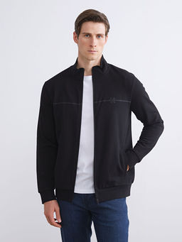 Dik Yaka Uzun Kollu Erkek Fermuarl? Sweatshirt