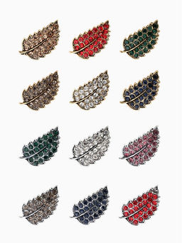 Цена за 12 шт. Брошь маленькая «Листик», МИКС