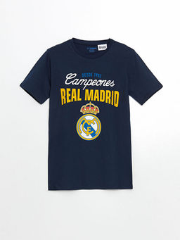 Bisiklet Yaka Real Madrid Bask?l? Erkek ?ocuk ?ortlu Pijama Tak?m?