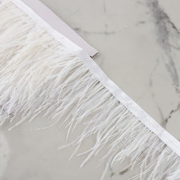 Перья страуса декоративные, на ленте, 8-10 см, 5±0.5 м, белые