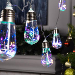 Гирлянда Нить 3 м с насадками Лампа, IP20, прозрачная нить, 80 LED, свечение мульти, 8 режимов, 220 В