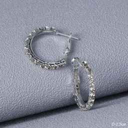 Серьги-кольца со стразами / G1002 /уп 24/серебро - Галеонтрейд фото 2