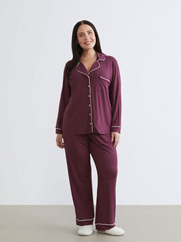 B?y?k Beden G?mlek Yaka Kad?n Pijama Tak?m?