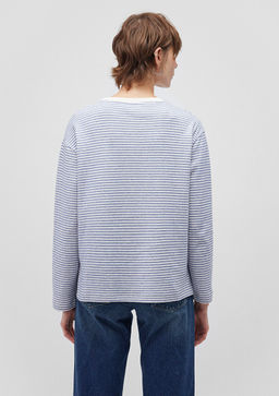 Uzun Kollu Mavi Cizgili Tisort  фото 4