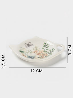 Подставка под чайный пакетик Доляна Цветы, доломит, 12?9?1.5 см, белая