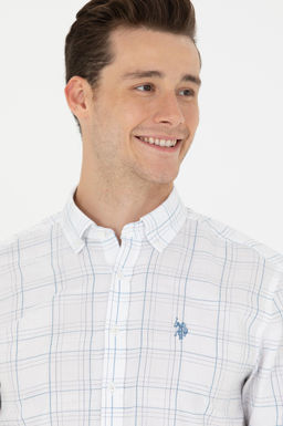 U. S. Polo Assn Мужская синяя белая рубашка в шотландскую клетку - U.s. polo assn фото 2