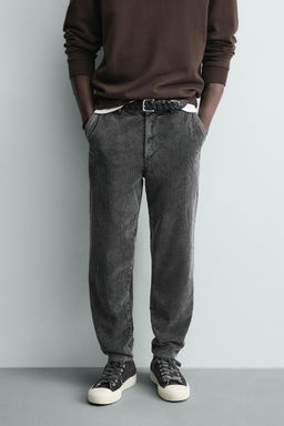 PANTAL?N CARROT FIT PANA / Gris oscuro - Zara фото 10