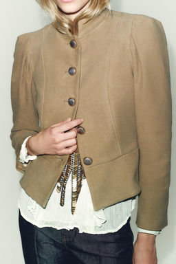 FAUX SUEDE PADDED SHOULDER BLAZER - Zara фото 5