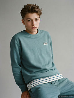 Erkek ?ocuk Bisiklet Yaka Kal?n Sweatshirt