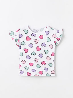 Bisiklet Yaka K?sa Kollu Bask?l? K?z Bebek Pijama ?st