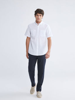 Regular Fit K?sa Kollu Erkek Dokulu G?mlek