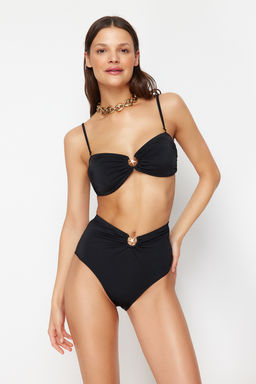 Siyah Premium Aksesuarl? Yuksek Bel Hipster Bikini Alt? TBESS24BA00127