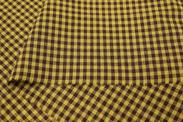 Пестрядь Клетка (4*4 мм) цв.горчичный/коричневый, ш.1.46м, хлопок-100%, 130гр/м.кв - Купава фото 3