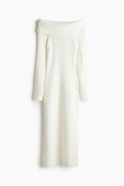 Vestido off-the-shoulder en punto fino - H&m фото 10
