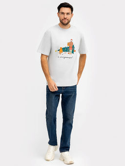 Футболка мужская новогодняя в сером оттенке с печатью - Mark formelle фото 3