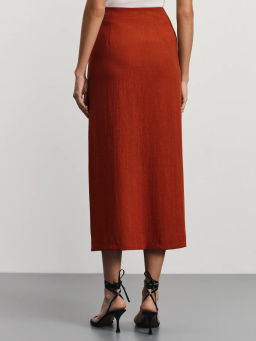 Юбка миди с разрезом из вискозы и льна / Zarina  фото 4