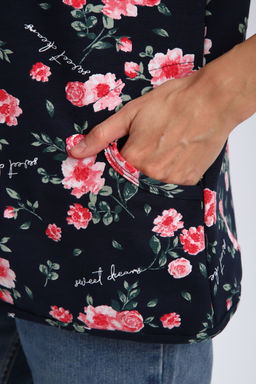 Кофта женская из футера 2-н Анфиса цветы на синем