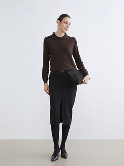 Polo Yaka Kad?n Triko Kazak