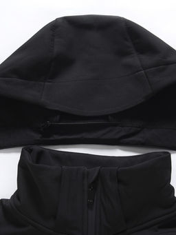 Ветровка мужская софтшелл виндстоппер с капюшоном спортивная черного цвета 9615_1Ch