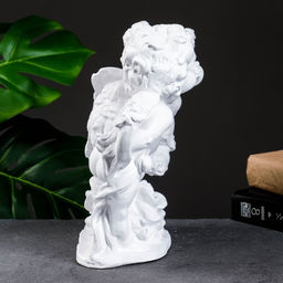 Фигура гипс Ангел и Фея с розой, белый, 12?26?24 см