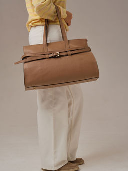 Кожаная сумка Rumi DBR 31152 коричневый капучино фото 8