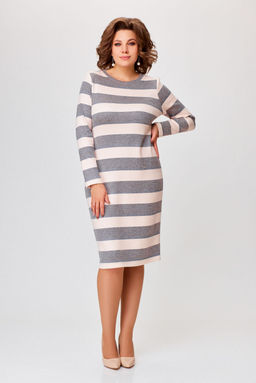 Платье Swallow 770.2 полоска молочная+серая