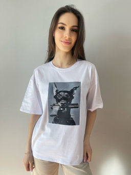 K11337 Футболка OVER SIZE (плотный хлопок) БЕЛЫЙ