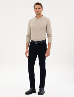 Kum Melanj Slim Fit Polo Yaka Fermuarl_ Basic Triko Kazak - Pierre cardin фото 4
