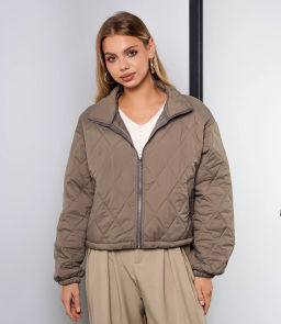 Куртка #КТ730, бежево-серый