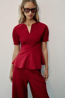 PANTAL?N ANCHO / Burgundy - Zara фото 3