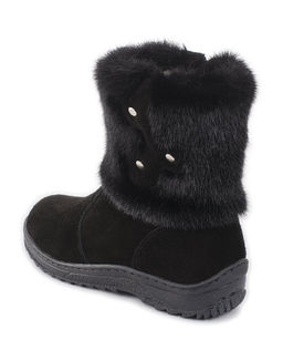 Унты женские на литой подошве. Черные., Черные. Замша. Короткие. Молния.