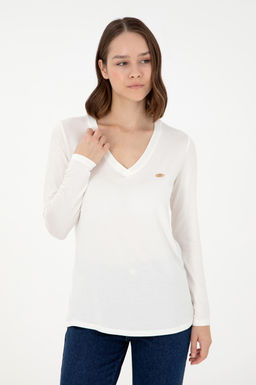 Женский кремовый свитшот Неожиданная скидка в корзине - U.s. polo assn фото 3